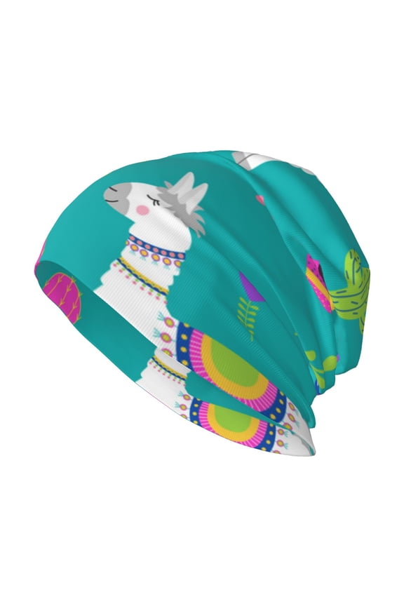 Skull Beanie Cap Slouchy Knit Hat Headwear Warm for Men Women , Llama Alpaca Cactus Cartoon