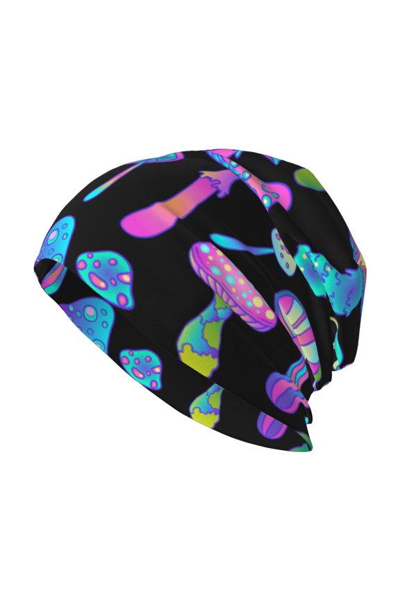 Skull Beanie Cap Slouchy Knit Hat Headwear Warm for Men Women , Magic Mushrooms Psychedelic