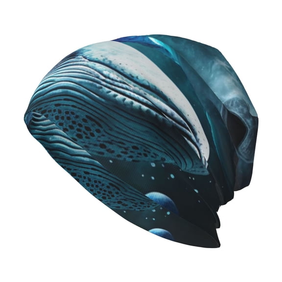 Skull Beanie Cap Slouchy Knit Hat Headwear Warm for Men Women , Ocean Dolphin Beluga Whale Shark Galaxy