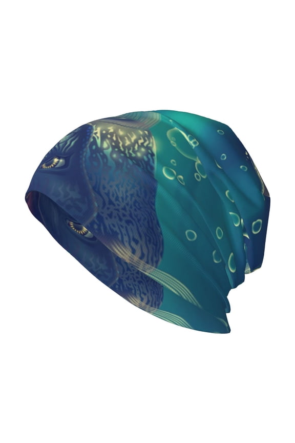 Skull Beanie Cap Slouchy Knit Hat Headwear Warm for Men Women , Red Octopus Tentacles Predator Fish