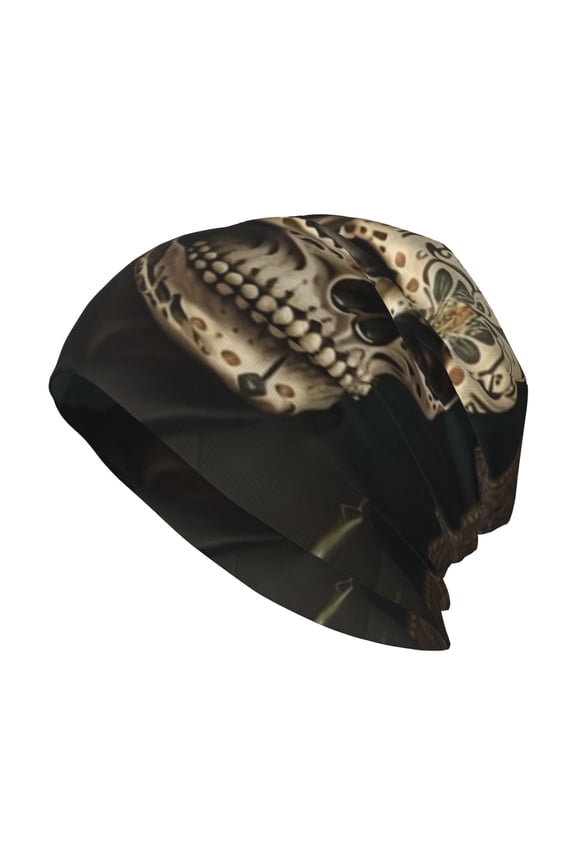 Skull Beanie Cap Slouchy Knit Hat Headwear Warm for Men Women , Skulls Lovers Day Of The Dead