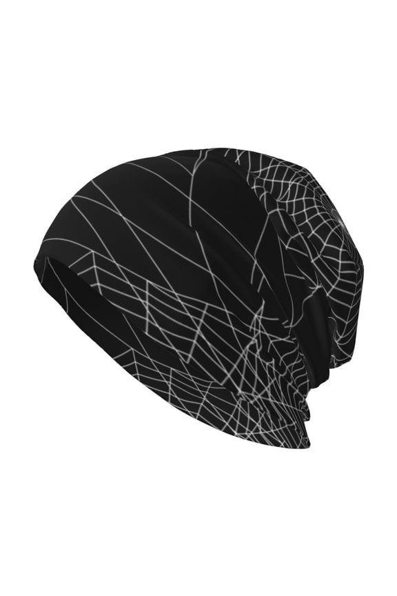 Skull Beanie Cap Slouchy Knit Hat Headwear Warm for Men Women , Spider Web Silhouette Halloween