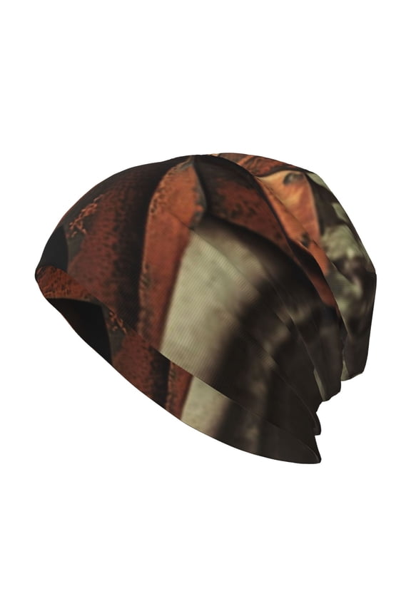 Skull Beanie Cap Slouchy Knit Hat Headwear Warm for Men Women , Vintage Rusty Stars Primitive Country Rustic