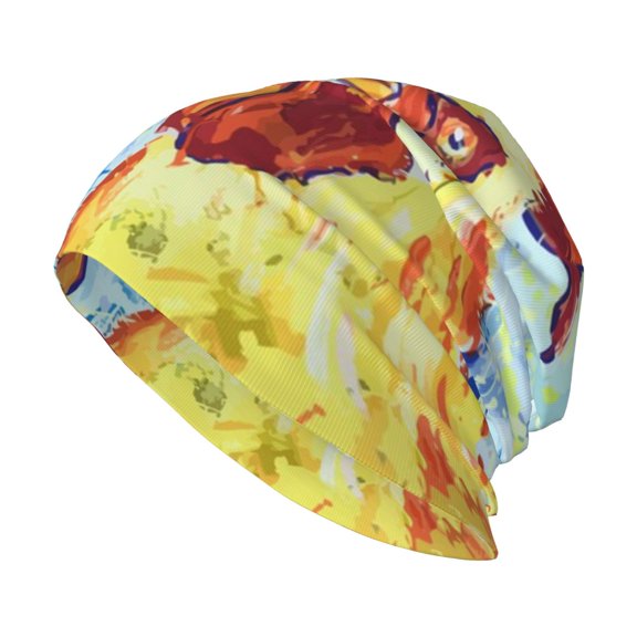 Skull Beanie Cap Slouchy Knit Hat Headwear Warm for Men Women , Watercolor Roosters