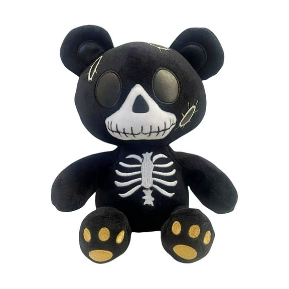 Skull Bear Plush Toy Model Independent Vacuum Packaging Label Black For Costume Gift Giving