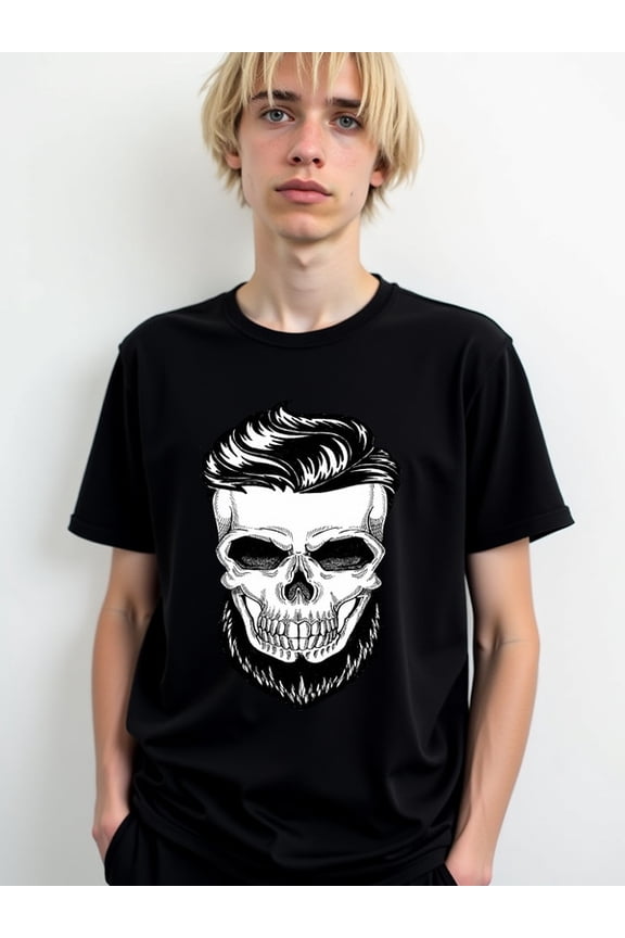 Skull Beard Graphic Tee Men's t-shirts black casual 2026 Cool shirts, Funny shirts, t shirt Casual sportswear Retro Unisex Shirt Short Sleeve tshirts