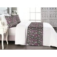 thumbnail image 1 of Skull Bed Runner Set, Smiling Skeletons with Flowers Exotic Gerbera Gothic Repeated Pattern, Decorative Bedding Scarf & 2 Pillow Shams for Hotels Homes, King, Purple Dark Sepia and Grey, by Ambesonne, 1 of 3