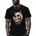 thumbnail image 1 of Skull Bee Men's T Shirts Funny Abstract T-Shirt for Men Crew Neck Tees Cotton Tops, Black, S, 1 of 7