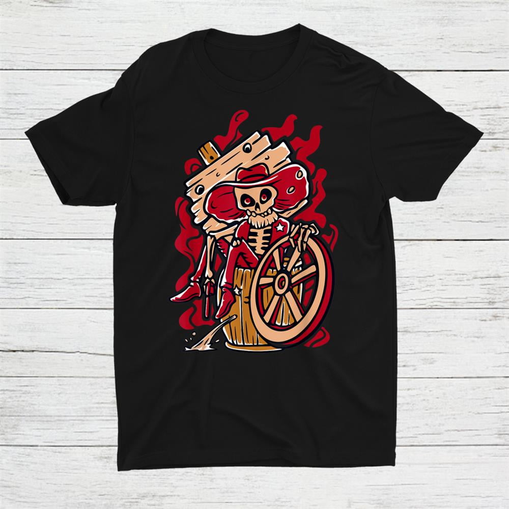 Skull Beer Barrel Beer Barrel Drinking Shirt Gift Black Unisex TShirt