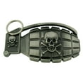 thumbnail image 1 of Skull Belt Buckle Grenade with Pin Antiqued Finished Tattoo Gothic Halloween Costume Party New, 1 of 2