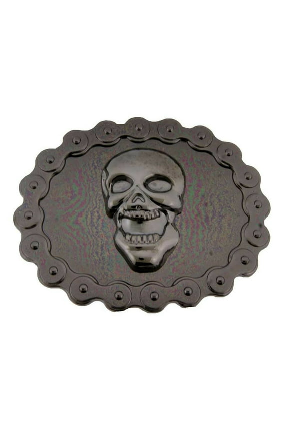 Skull Belt Buckle Motorbike Chains Border Rockers BikersGothic Tribal Tattoo Halloween Party Costume New