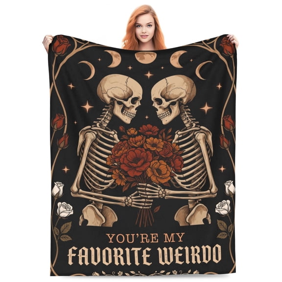 Skull Blanket Gifts for Women Men, Rose Skull Throw Blankets Birthday Gifts for Boyfriend Girlfriend Wife Husband Couple, Valentine's Wedding Anniversary Day Gifts Ideas for Him Her 50x40