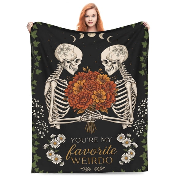 Skull Blanket Gifts for Women Men, Rose Skull Throw Blankets Birthday Gifts for Boyfriend Girlfriend Wife Husband Couple, Valentine's Wedding Anniversary Day Gifts Ideas for Him Her 50x40