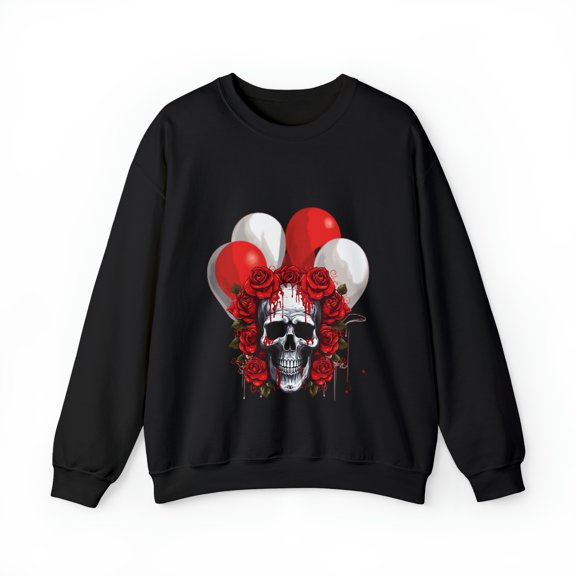 Skull Blood Roses Red Balloons Unisex Heavy Blend™ Crewneck Sweatshirt