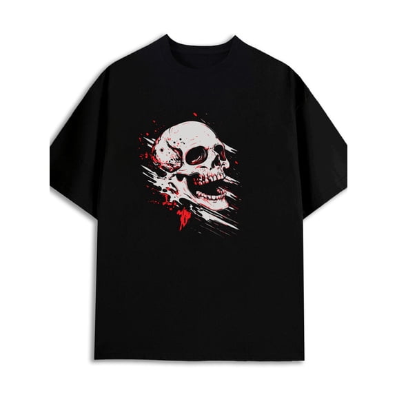 Skull Blood T-Shirt mens 180G 100% Cotton black Casual Unisex Shirt Printed tshirts Unique Design Unisex Shirt Graphic Tee tshirts Vintage Unisex Shirt Graphic Tee tshirts