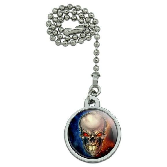 Skull Blue Red Flaming Glowing Eyes Ceiling Fan and Light Pull Chain