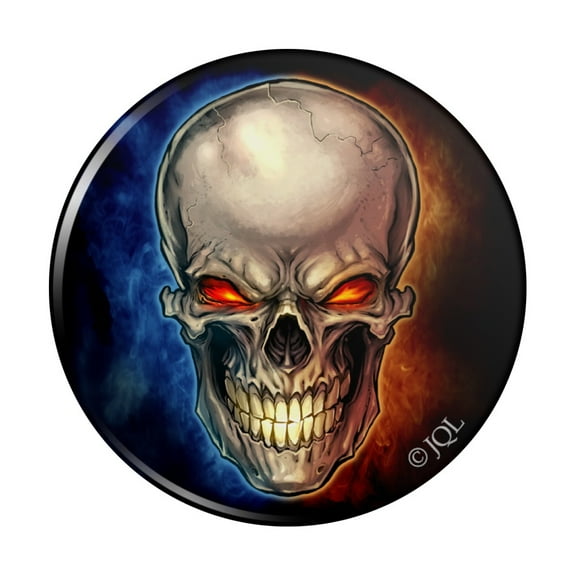 Skull Blue Red Flaming Glowing Eyes Kitchen Refrigerator Locker Button Magnet