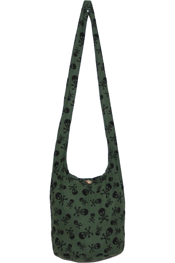 Skull Bohemian Boho Hobo Hippie Gothic Crossbody Bag Purse 33" Black