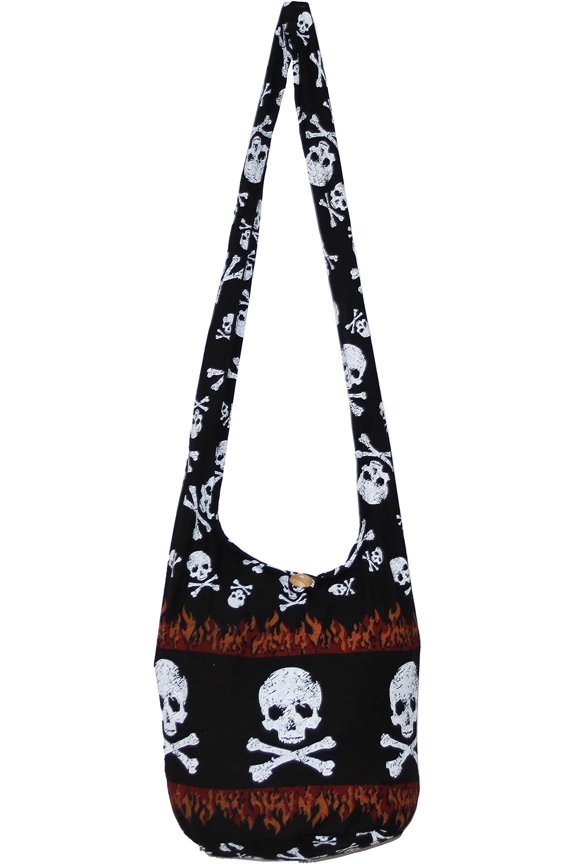 Skull Bohemian Boho Hobo Hippie Gothic Crossbody Bag Purse 33" Black