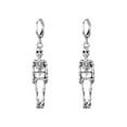 thumbnail image 1 of Skull & Bone Dangle Earrings - Trendy Skeleton Drop Earrings for Women - Halloween Clip-On or Pierced Gothic Jewelry - Scary Costume Accessories, 1 of 3