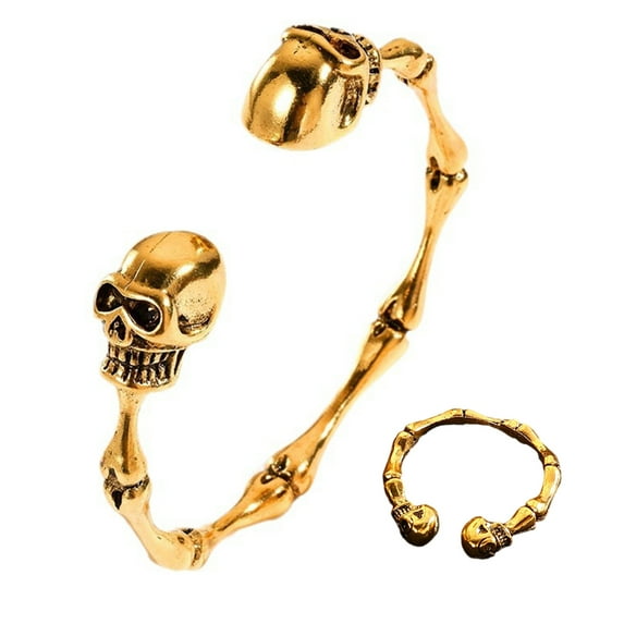 Skull Bone Open Opening Rings Set Unisex Fashion Hand Jewelry Alloy Texture Suitable for Parties and Festivals