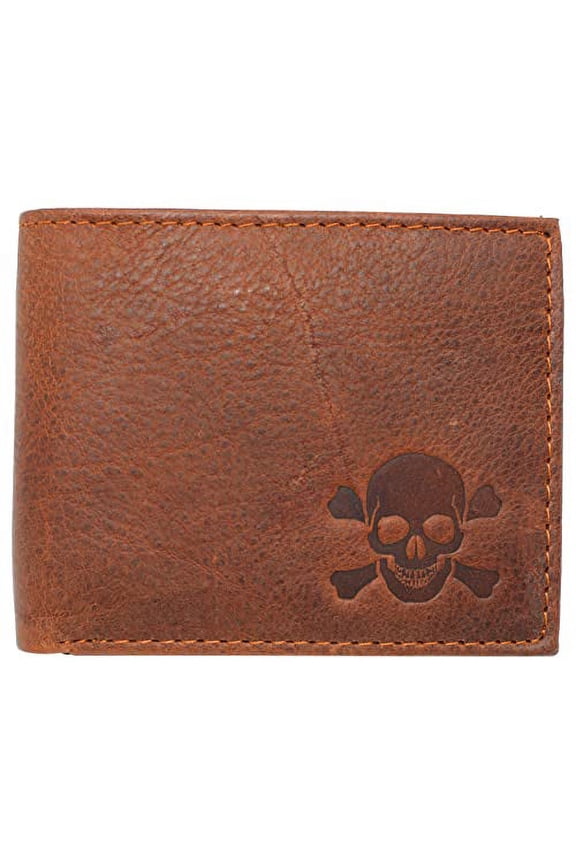 Skull Bone RFID Blocking Real Leather Bifold Classic Wallet for Men