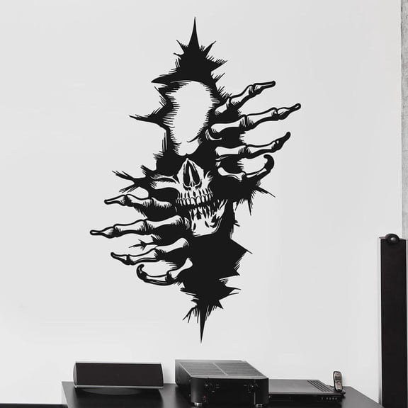 Skull Bone Wall Decal Darkness Scary Style Haunted House Window Vinyl Stickers Teens Boys Bedroom Man Cave Party Home Decor 57x35cm