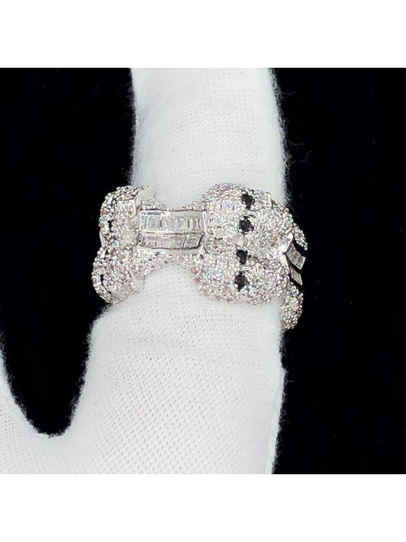 Skull & Bones Baguette Iced Out Eternity Hip Hop Ring