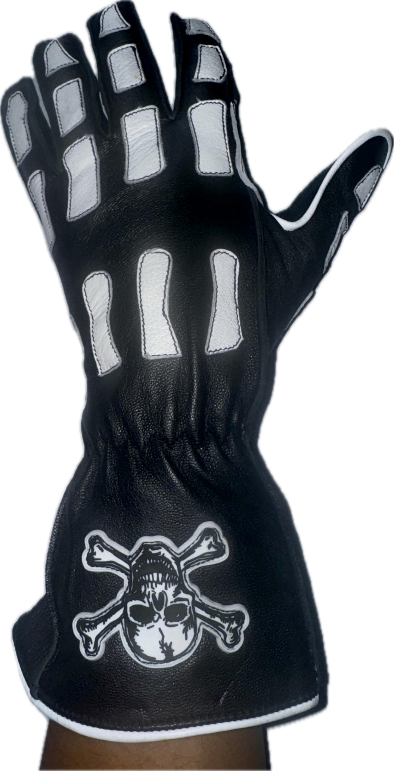Skull & Bones -Black Bull Riding Glove w Reinforced Palm Patch Left or ...