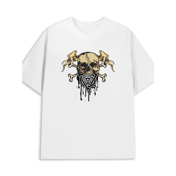 Skull Bones Tee men 180G 100% Cotton white Casual Unisex Shirt Graphic Tee tshirts Fashion Unisex Shirt Graphic tshirts Fashion Unisex Shirt Short Sleeve tshirts