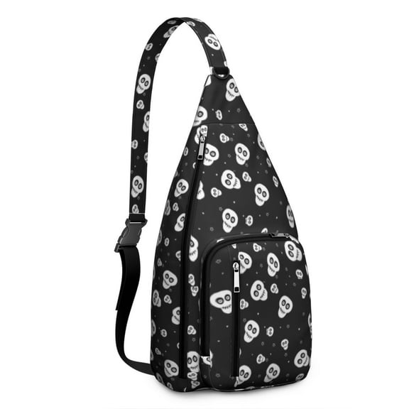 Skull & Bones Themed Sling Bag - Waterproof Scratch Proof Chest Pack Alternative Fashion for Men Women Teens