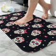 Skull and Bow Gothic Pattern Non-Slip Bath Mat, Shower Room Rug with ...