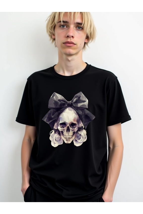 Skull Bow Graphic Tee Men's t-shirts black summer short Stylish summer outerwear Hip-hop streetwear Original Unisex Shirt Graphic Tee tshirts