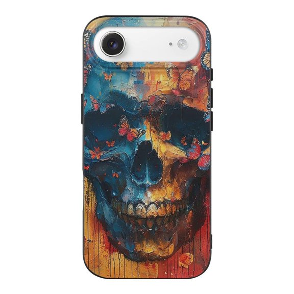 Skull Butterflies Psychedelic Phone Case Compatible with iPhone 17 Air TPU Black Shockproof Cover