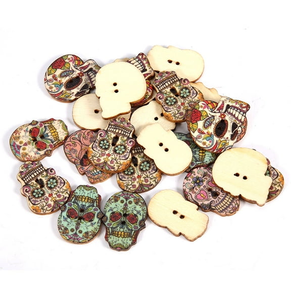 Skull Buttons, Cloth Decoration,50pcs Wooden Skull Buttons DIY Crafts Sewing Supplies Clothing Decoration Accessories