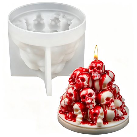 Skull Candle Molds for Candle Making, Halloween Silicone Mold for Epoxy Resin Candles Wax Soap Plaster Cement Concrete Home Party Decorations