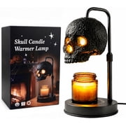 Skull Candle Warmer Lamp with Timer, Dimmer and Adjustable Height, 2 Bulbs Included, Gothic Decor for Bedroom, Living Room, Halloween