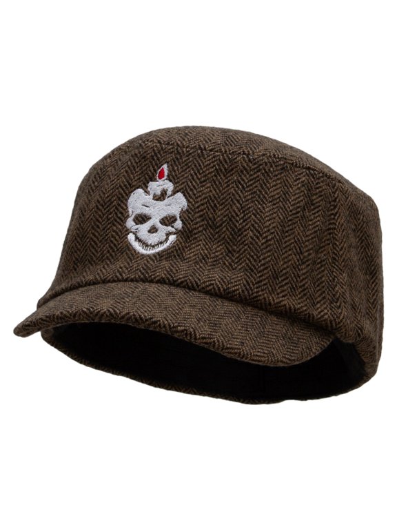 Skull Candle Wool Fashion Fitted Engineer Cap - Brown OSFM
