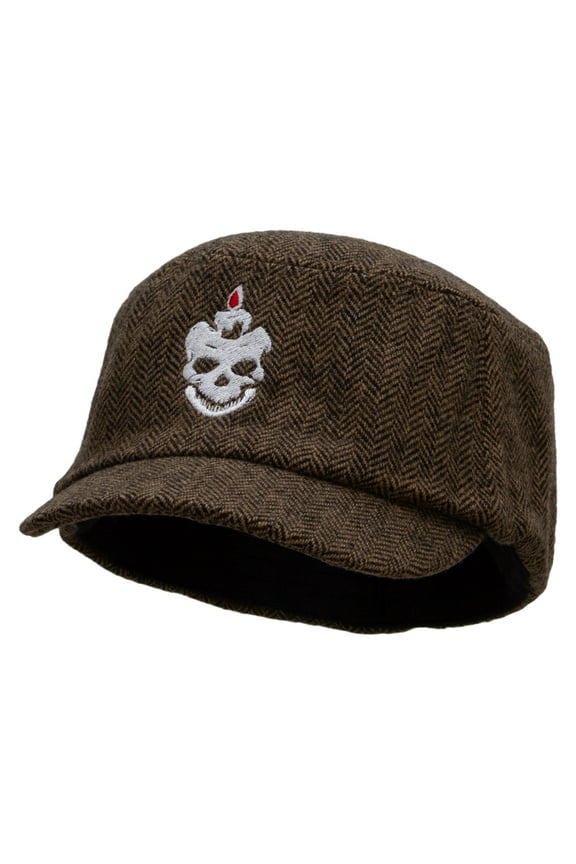 Skull Candle Wool Fashion Fitted Engineer Cap - Brown OSFM