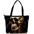 thumbnail image 1 of Skull Canvas Leather Mix Handbag Twill Sponge Jeanette Women Shoulder Bag 30x10.5x39cm 11.8x4.1x15.4in, 1 of 5