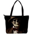 thumbnail image 1 of Skull Canvas Leather Mix Handbag with Twill, Sponge, Jeanette Material - 30x10.5x39cm/11.8x4.1x15.4in Size, 1 of 5