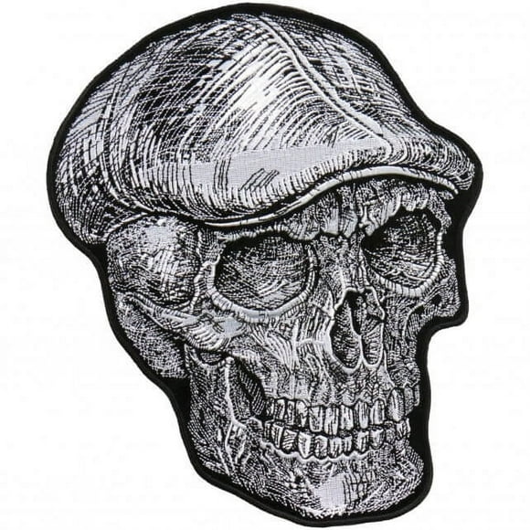 Skull Cap - Embroidered Iron-on/ Sew-on, Original Artwork, Rayon Patch - 8" x 10"