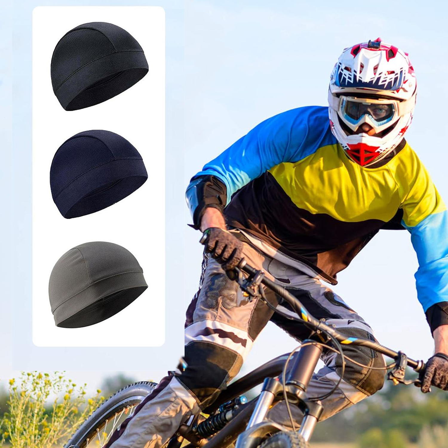 bike helmet beanie Dot molded polycarbonate shell Ayamaya Cooling Skull Cap Helmet