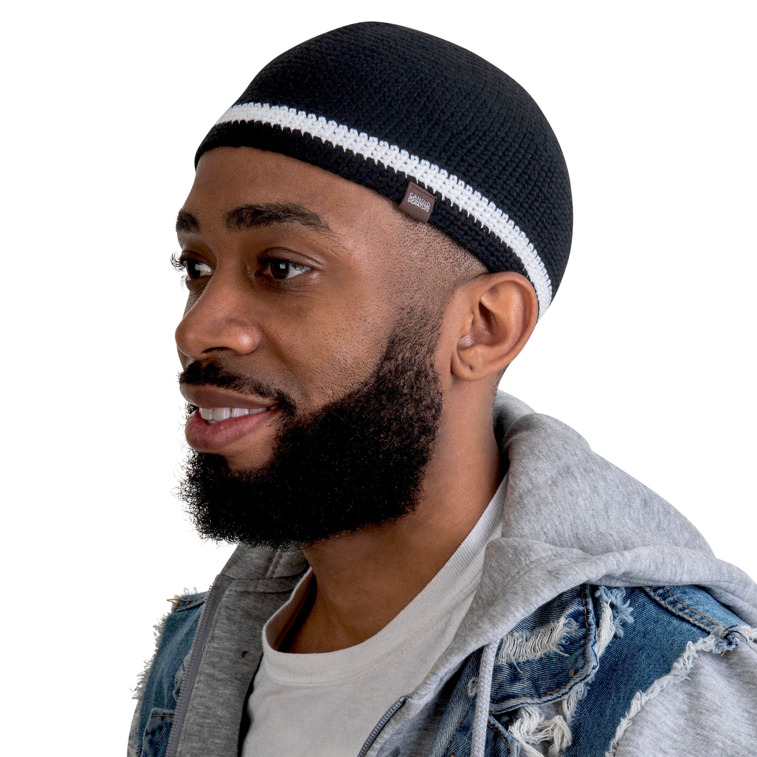 Skull Caps for Men Handmade Knit Cap with Breathable Cooling Bamboo Cotton Helmet Liner Sleep Cap Kufi Hats