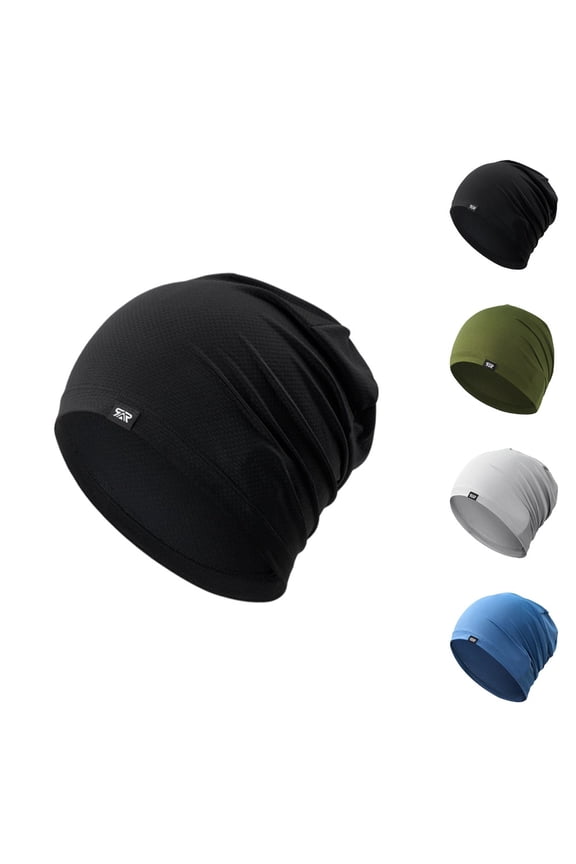 Skull Caps for Men & Women - Breathable 3D Mesh Running Caps for Cycling, Gym & Summer & Winter Black One Size