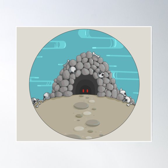 Skull Cave Poster Wall Art, Modern Wall Decor, 24x36 UNFRAMED