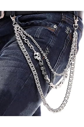 Skull Chain Keychain, Heavy Duty Metal, 35cm, 40cm, 56cm, Men's Alternative Fashion Accessory