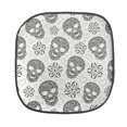 thumbnail image 1 of Skull Chair Seating Cushion, Abstract Floral Skulls Daisies Hearts Circles Illustration Vintage Style Print, Soft Seat Pads for Office with Anti-slip Backing, 16"x16", White and Black, by Ambesonne, 1 of 6