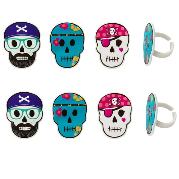 Skull Characters Cupcake Rings 12 Pack  Party Cupcake Toppers