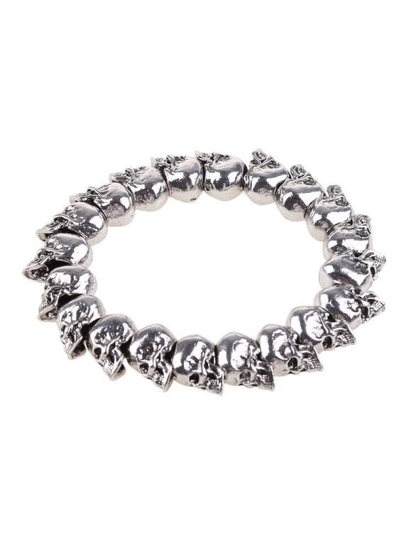 Skull Charm Linked Bracelet for Men Skeleton Punk Gothic Style Jewelry Gifts Vintage Anniversary Celebration Souvenirs